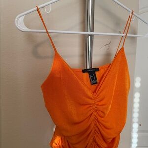 Forever 21 Vibrant Orange Ruched Camisole